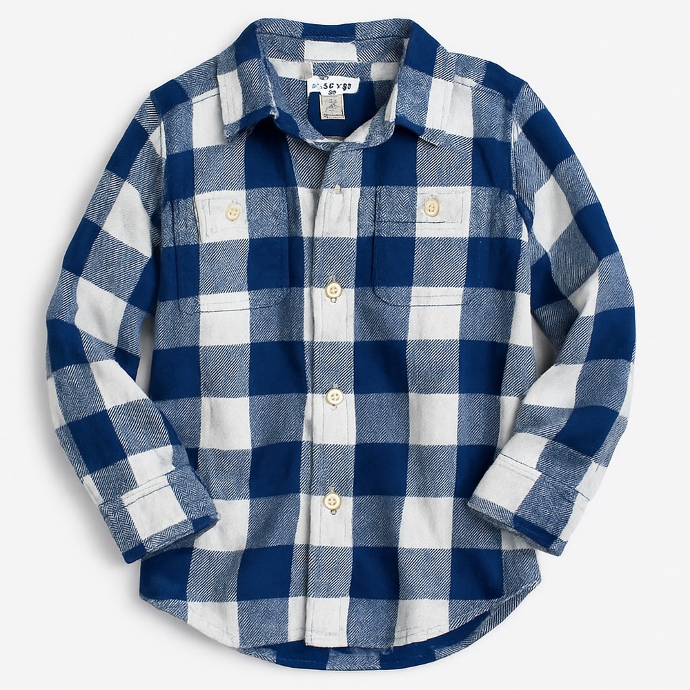 HP J. Crew Navy and White Flannel Checkered Kids Button Down Shirt 2T